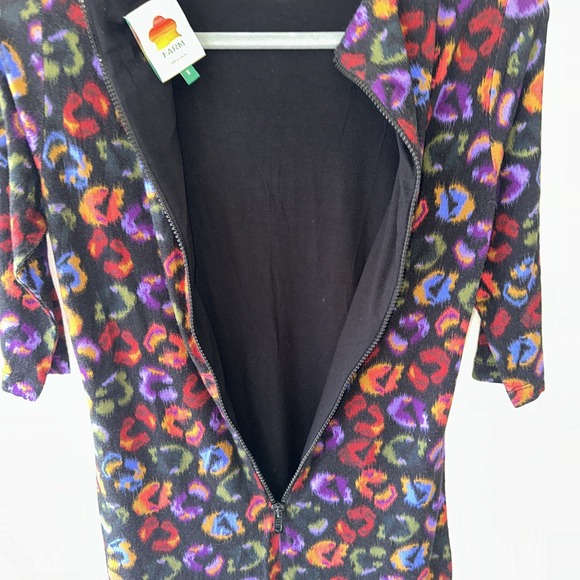 FARM Rio‎ Leopard Print Jersey Sheath Dress in Black Ikat-Dyed Size S - Picture 10 of 12